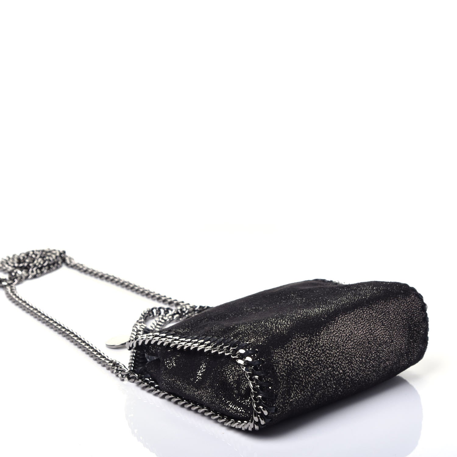 Stella McCartney Chamois Shiny Dotted Tiny Falabella Fold Over Tote Ruthenium 4 of 9