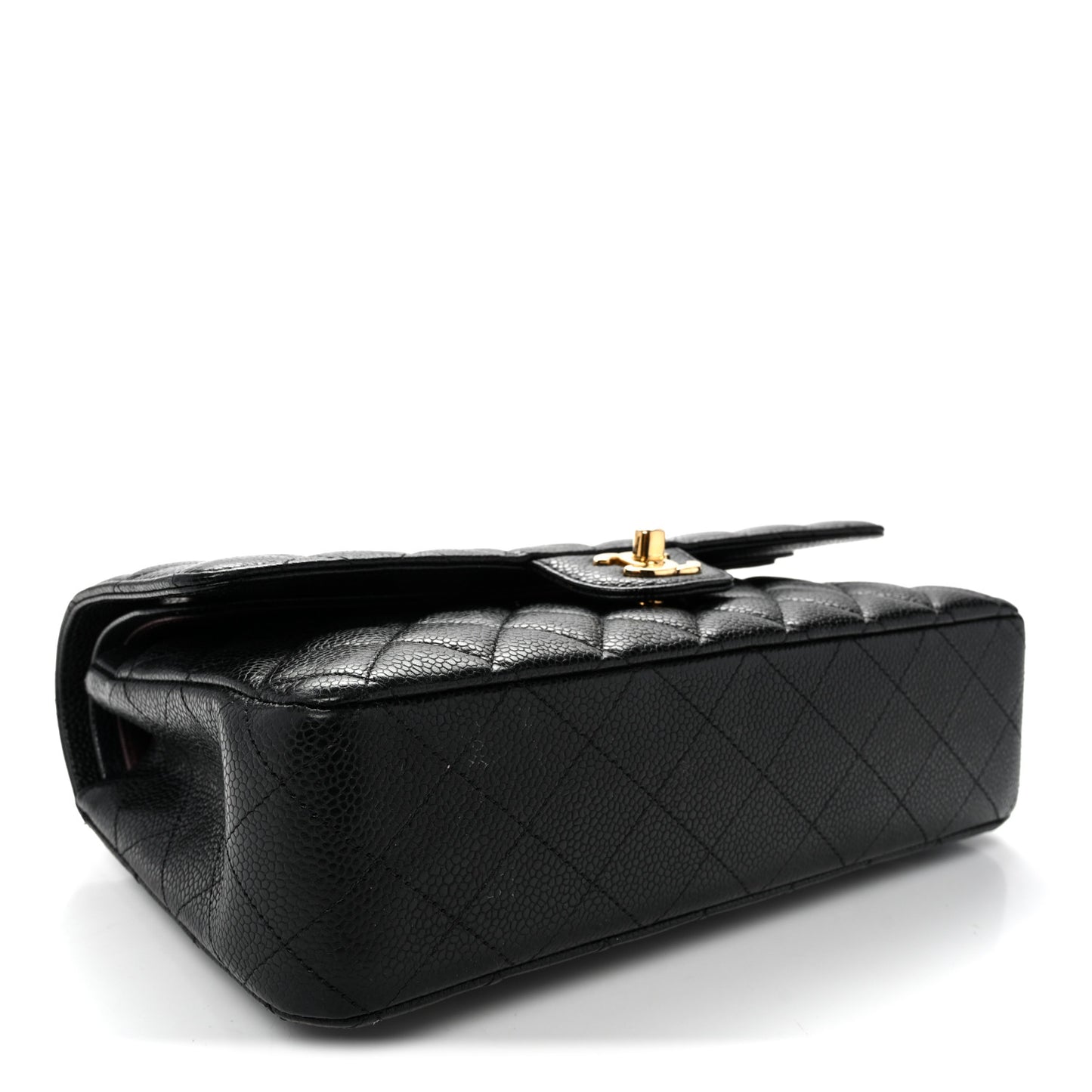 Caviar Quilted Medium Double Flap Black