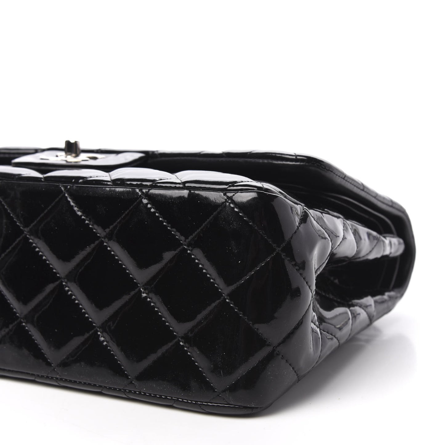 Patent Quilted Jumbo Double Flap Black