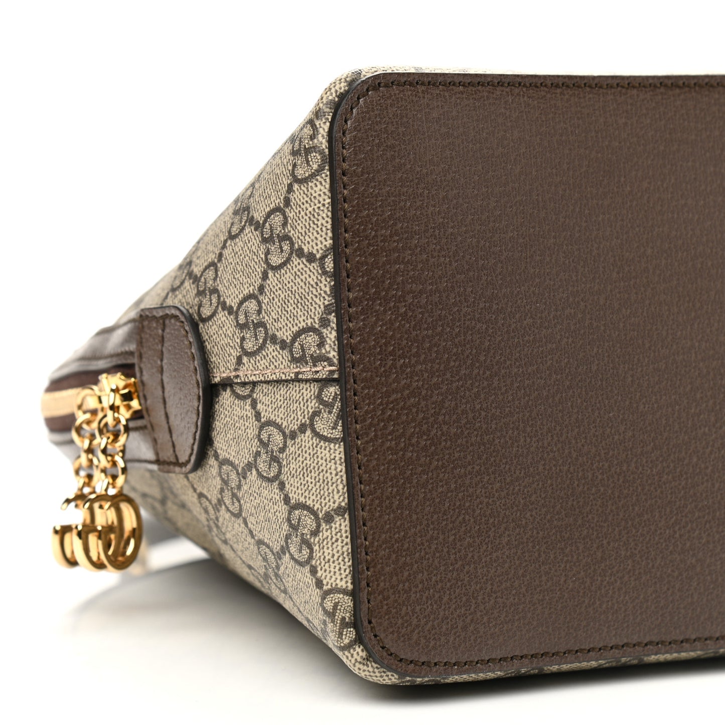 GG Supreme Monogram Web Medium Ophidia Top Handle Dome Bag Brown