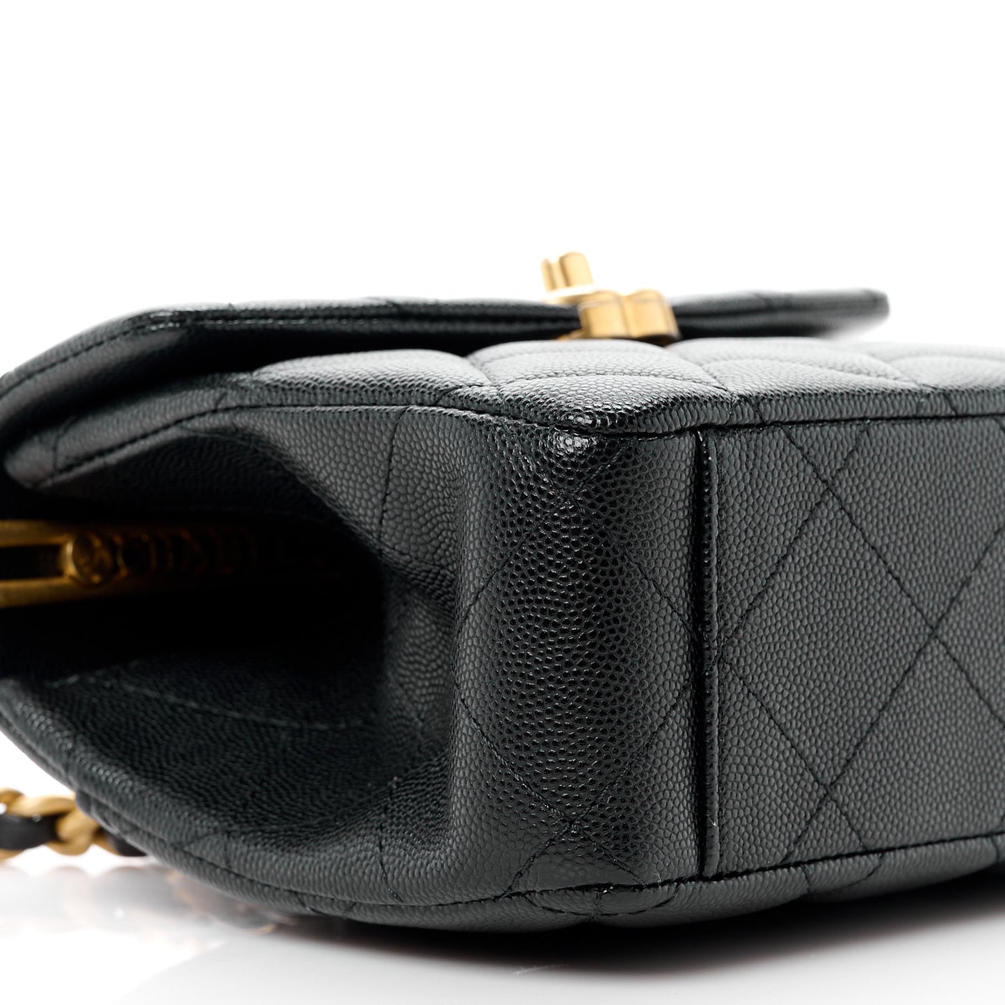 Caviar Quilted 31 Rue Cambon Mini Top Handle Flap Black