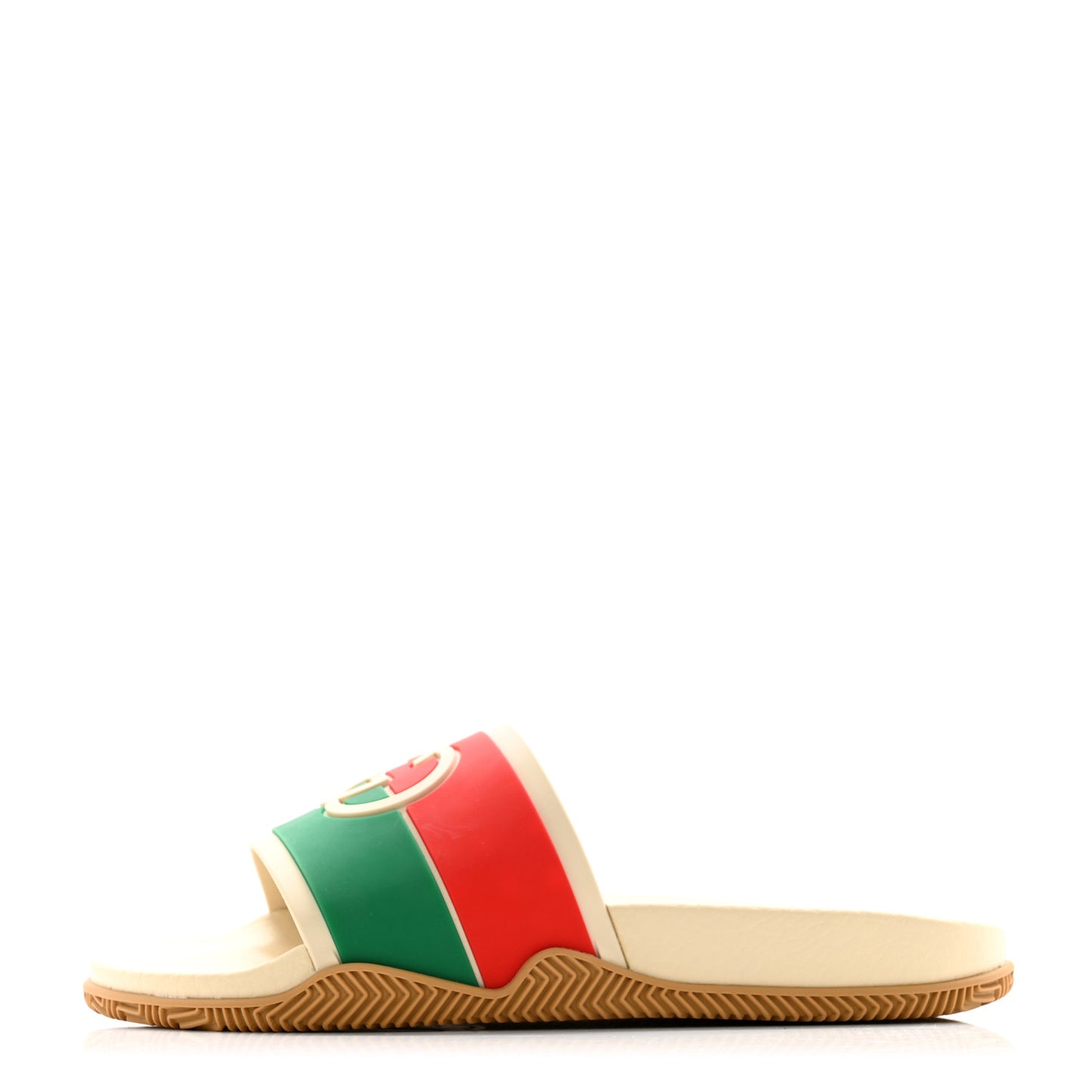 Rubber Web Womens Interlocking G Slide Sandals 36 Mystic White Green Red