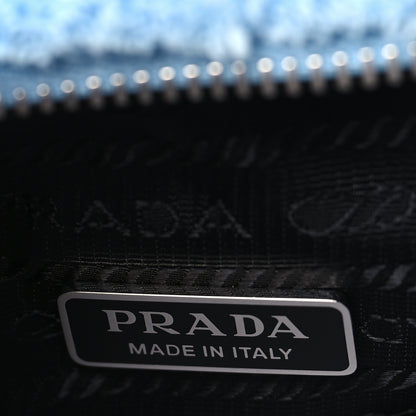 Prada Terry Cloth Mini Re-Edition 2000 Bag Celeste Black 6 of 9