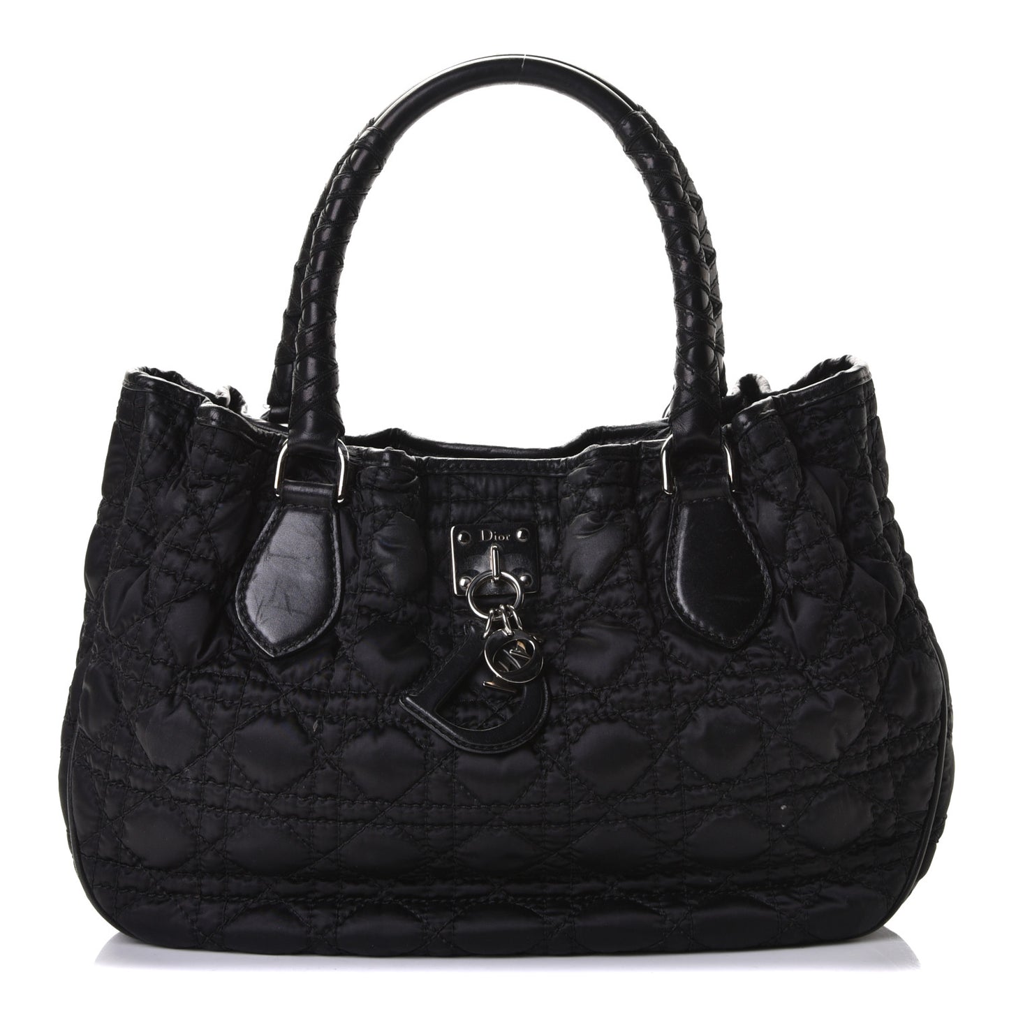 Nylon Cannage Shopper Tote Black