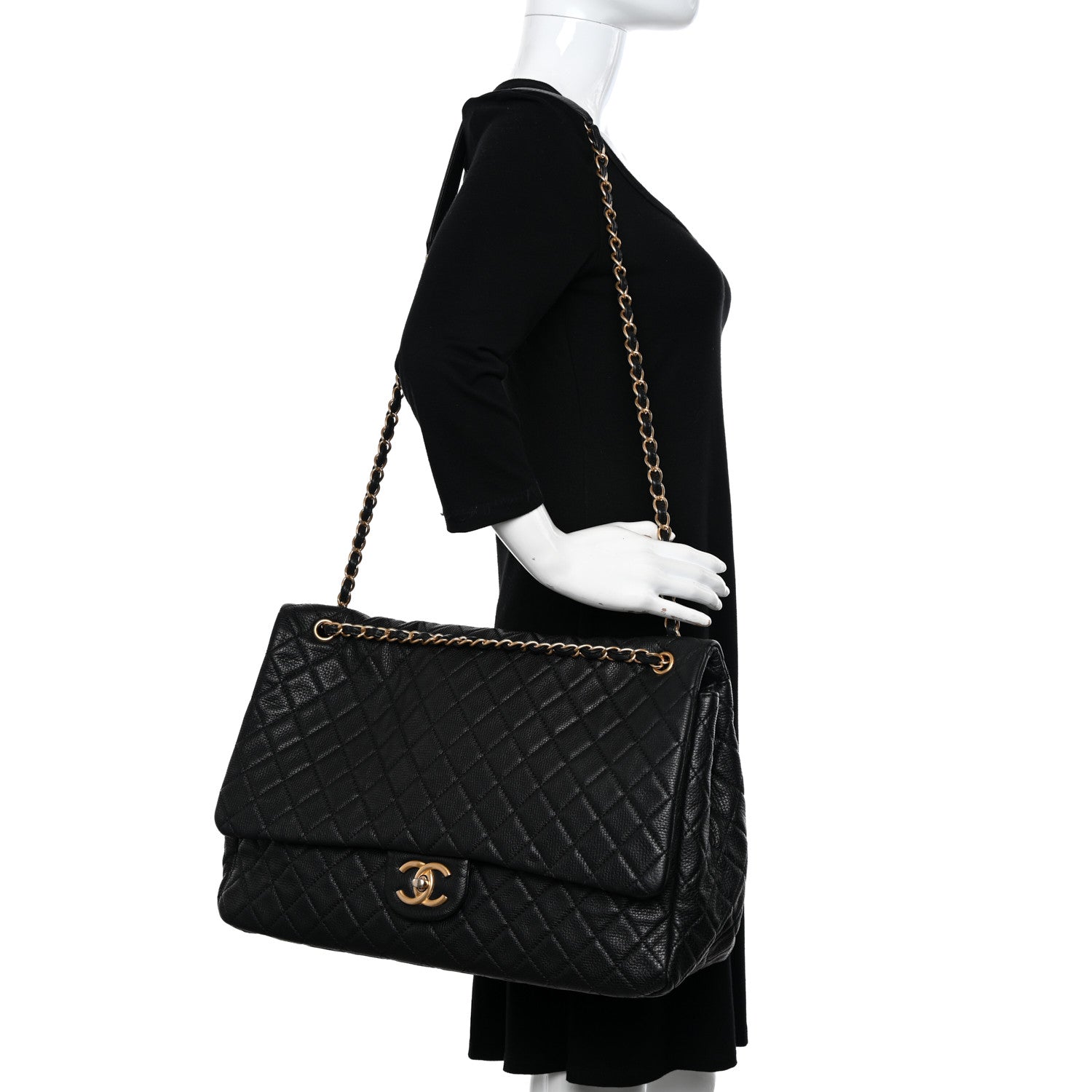 Chanel Calfskin Quilted XXL Travel Flap Bag Black 2 of 11
