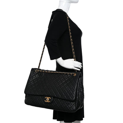 Chanel Calfskin Quilted XXL Travel Flap Bag Black 2 of 11