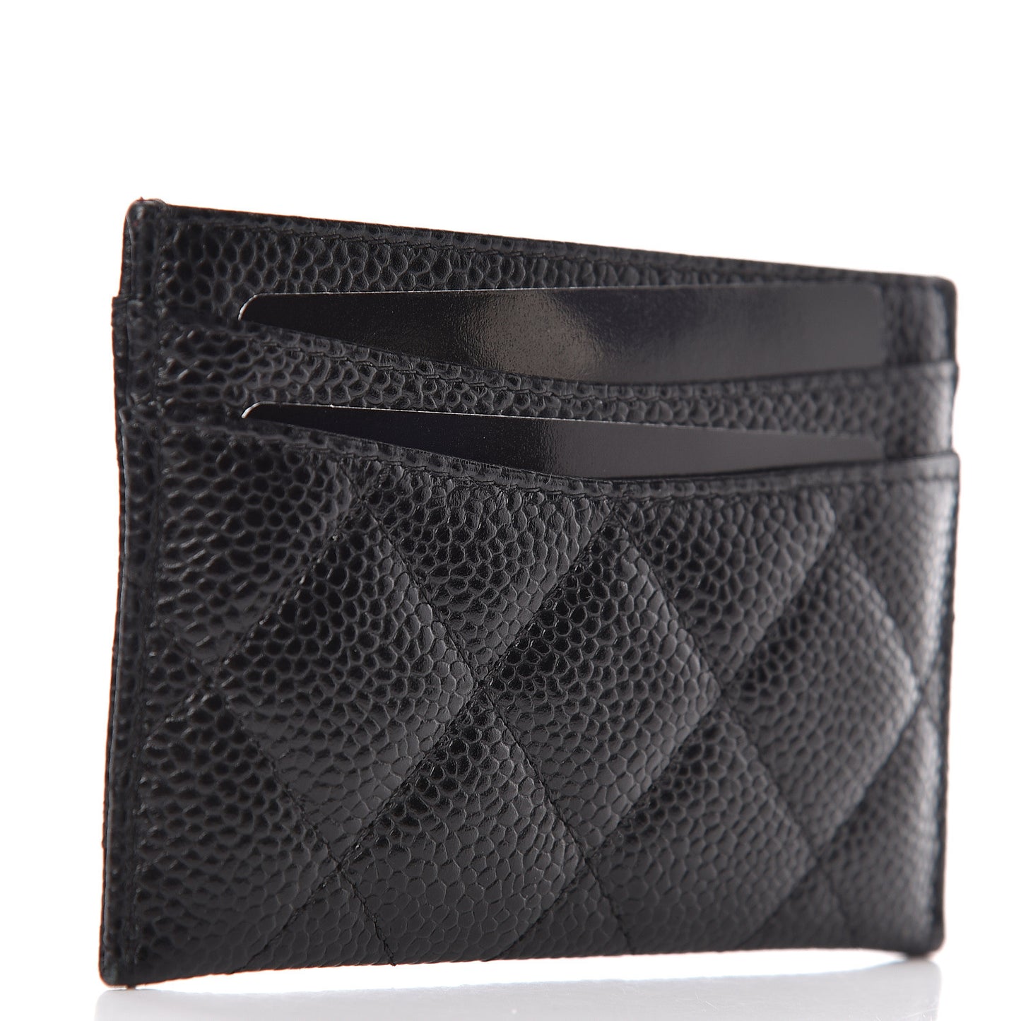Caviar Quilted Card Holder Black