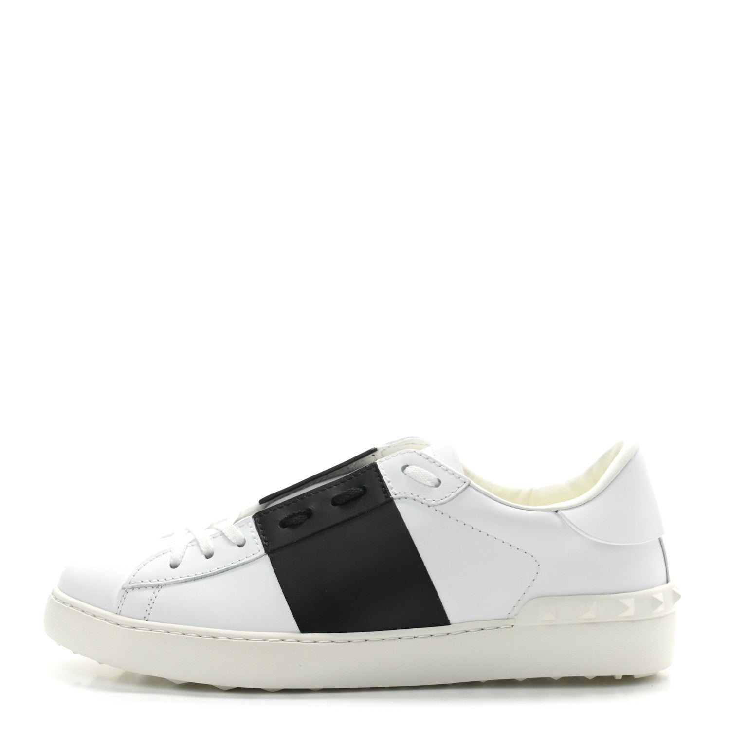 Valentino Garavani Calfskin Mens Rockstud Open Sneakers 41.5 White Black 1 of 8