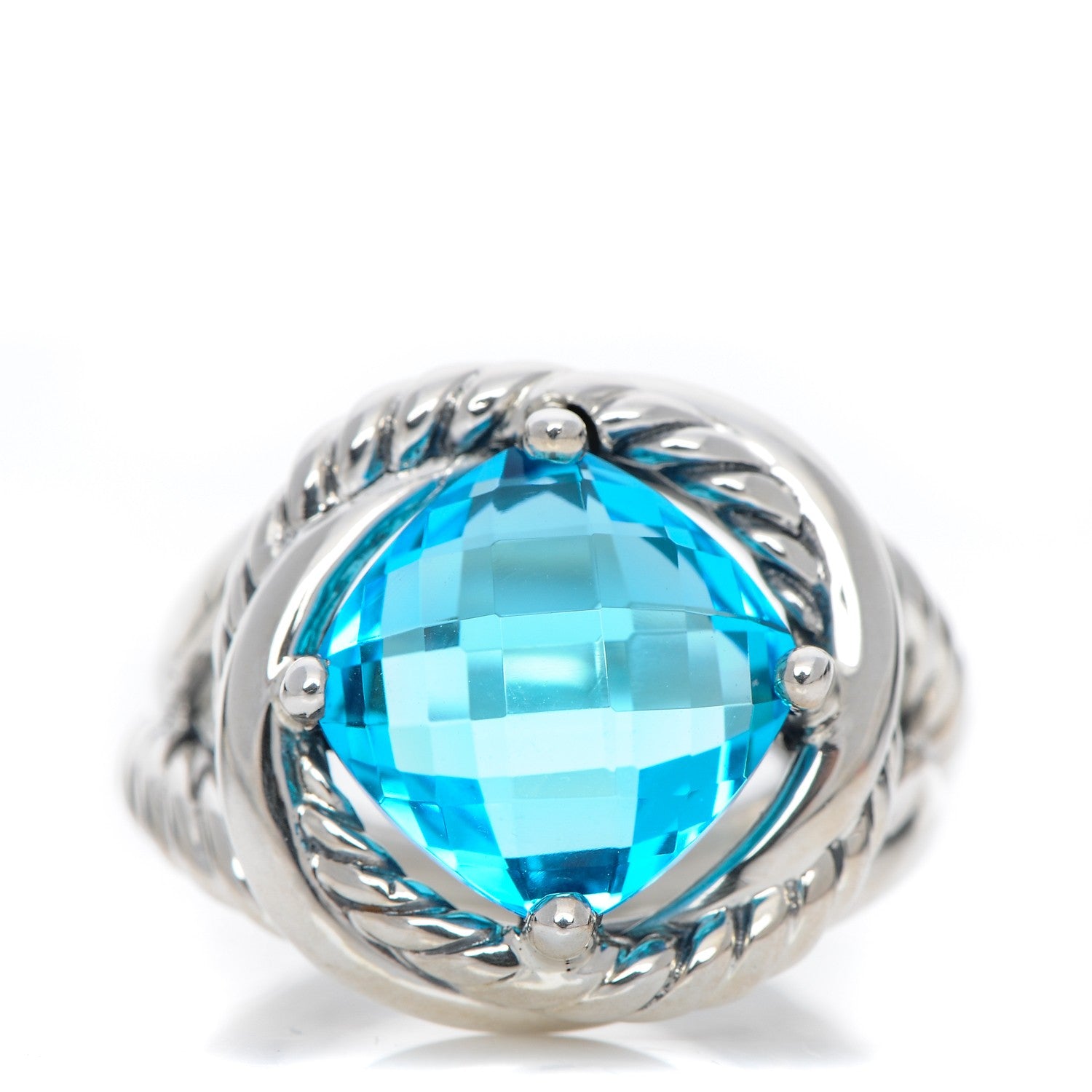 David Yurman Sterling Silver Blue Topaz 11mm Infinity Ring 53 6.5 1 of 5