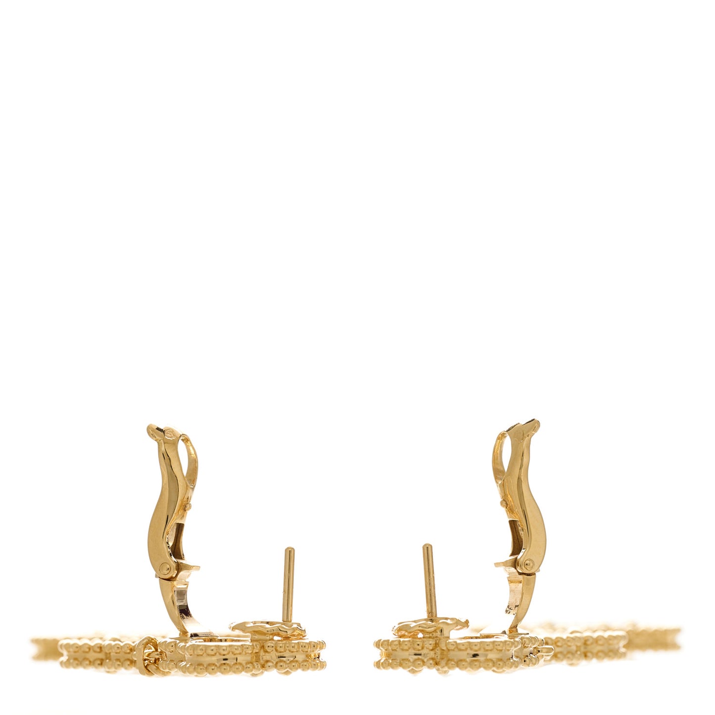 18K Yellow Gold Mother of Pearl Black Onyx 3 Motifs Magic Alhambra Earrings
