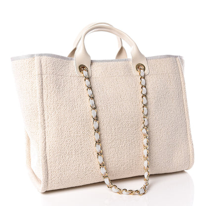 Chanel Lurex Boucle Medium Deauville Tote White 4 of 11