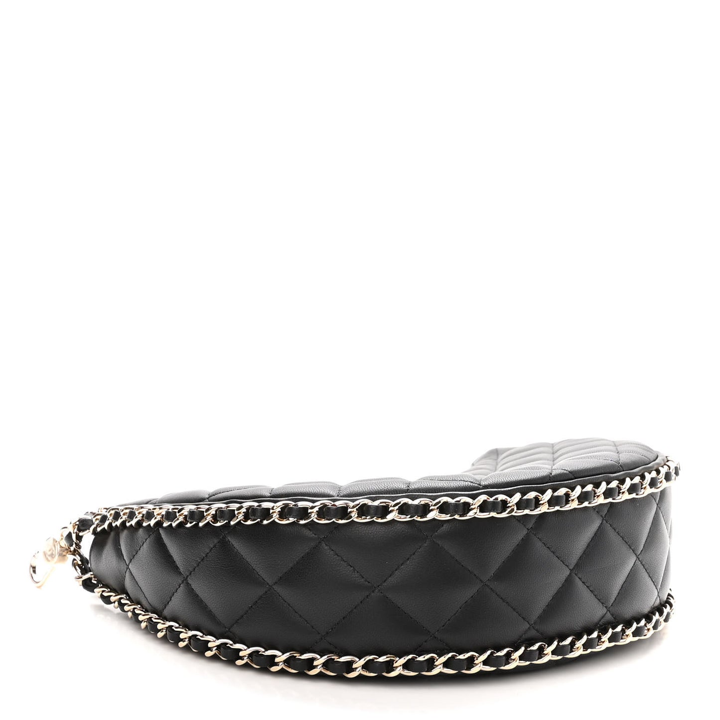 Lambskin Quilted Small Hobo Bag Black