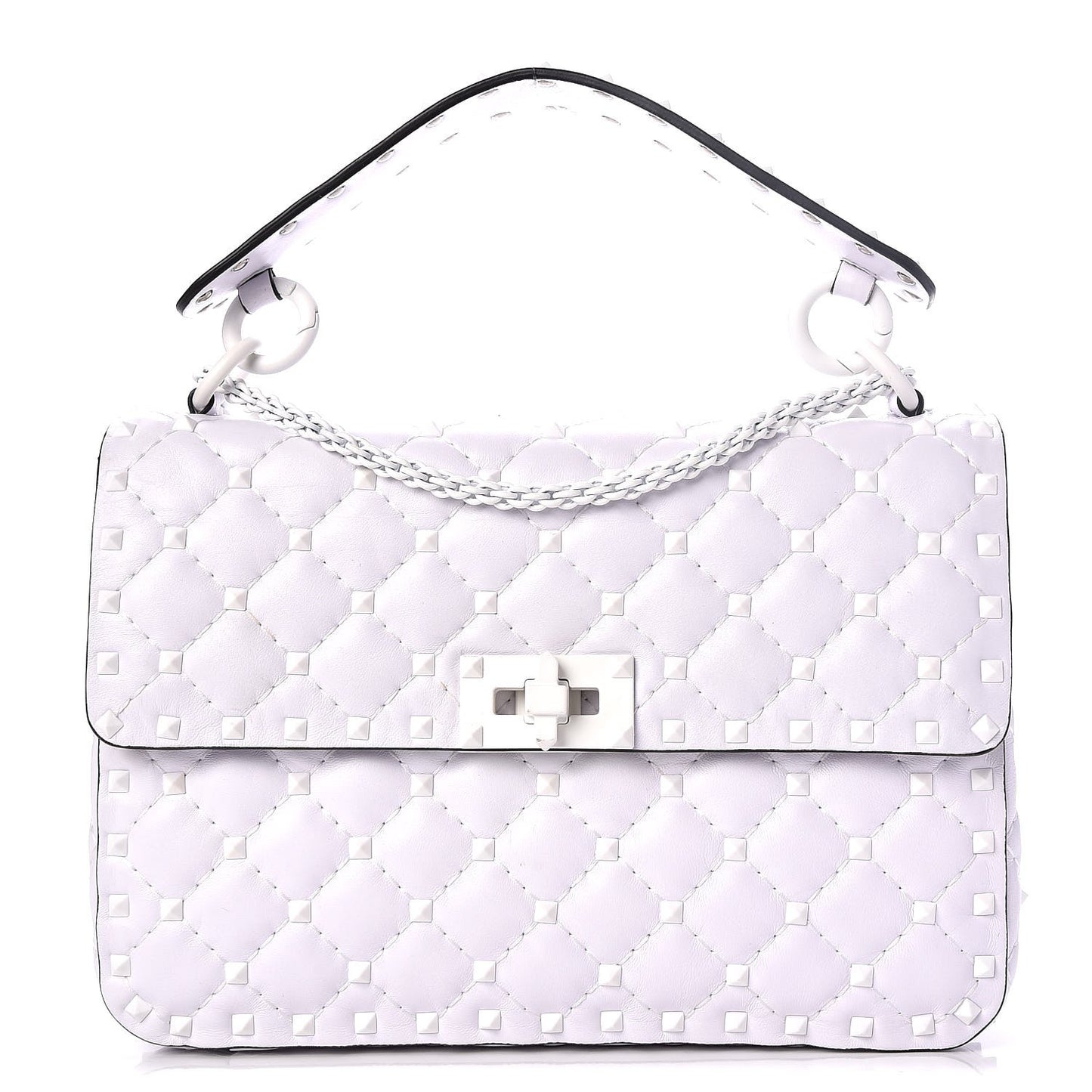 Lambskin Medium Free Rockstud Spike Shoulder Bag Optic White