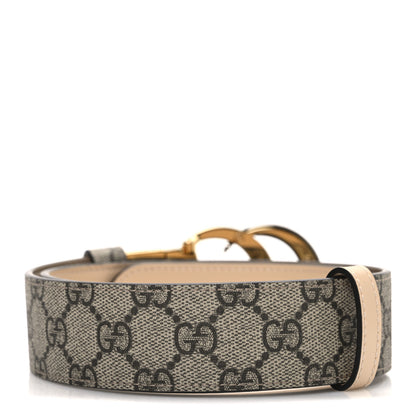 Gucci GG Supreme Monogram Plutone Calfskin Double G Reversible 37mm Belt  75 30 Beige Ebony Souffle Rose 2 of 6