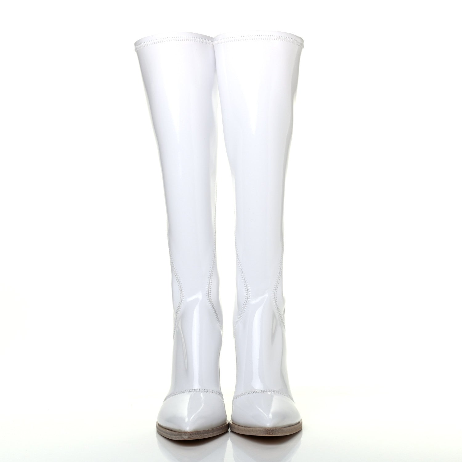 Fendi Glossy Neoprene FFrame Boots 36 White 2 of 11