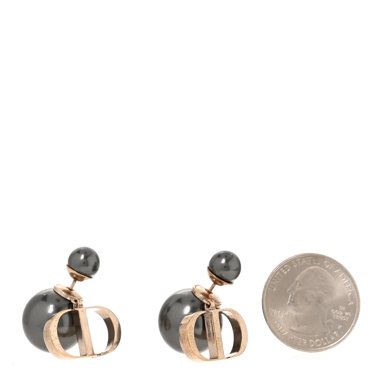Christian Dior Metal Pearl Tribales Earrings Grey 2 of 5