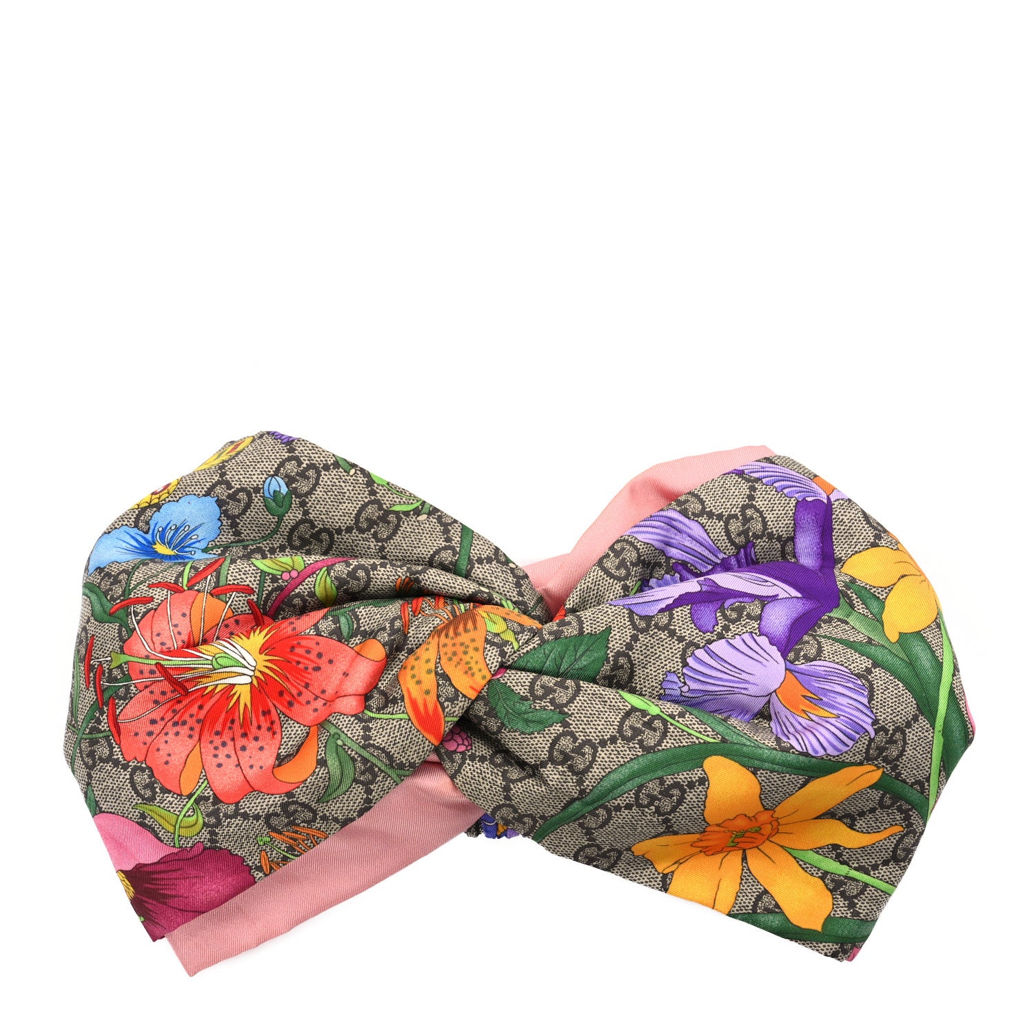 Gucci Silk Monogram Flora Print Headband M Pink 1 of 7