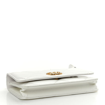 Chanel Shiny Crumpled Calfskin Quilted Chanel 19 Wallet On Chain WOC White 4 of 13