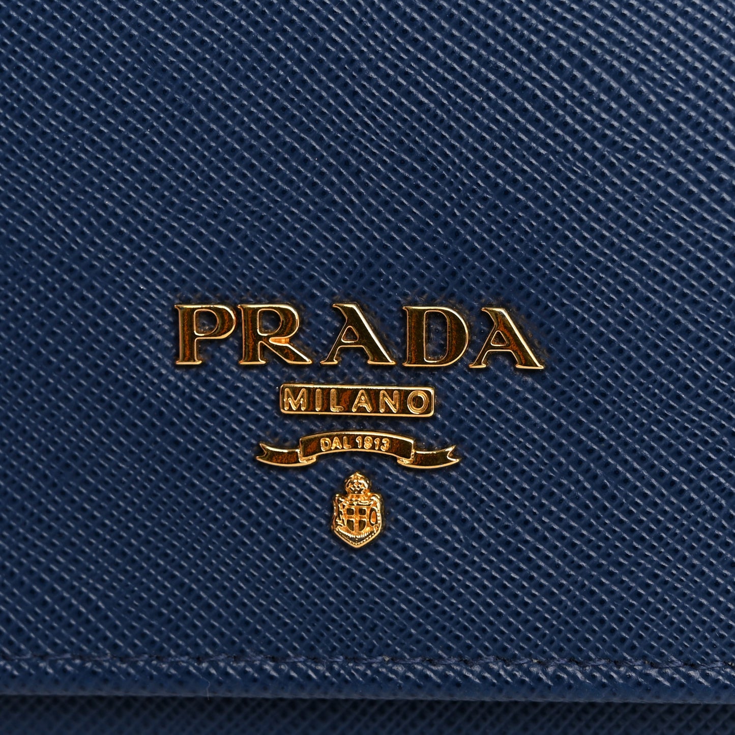 Saffiano Metal French Flap Compact Wallet Bluette