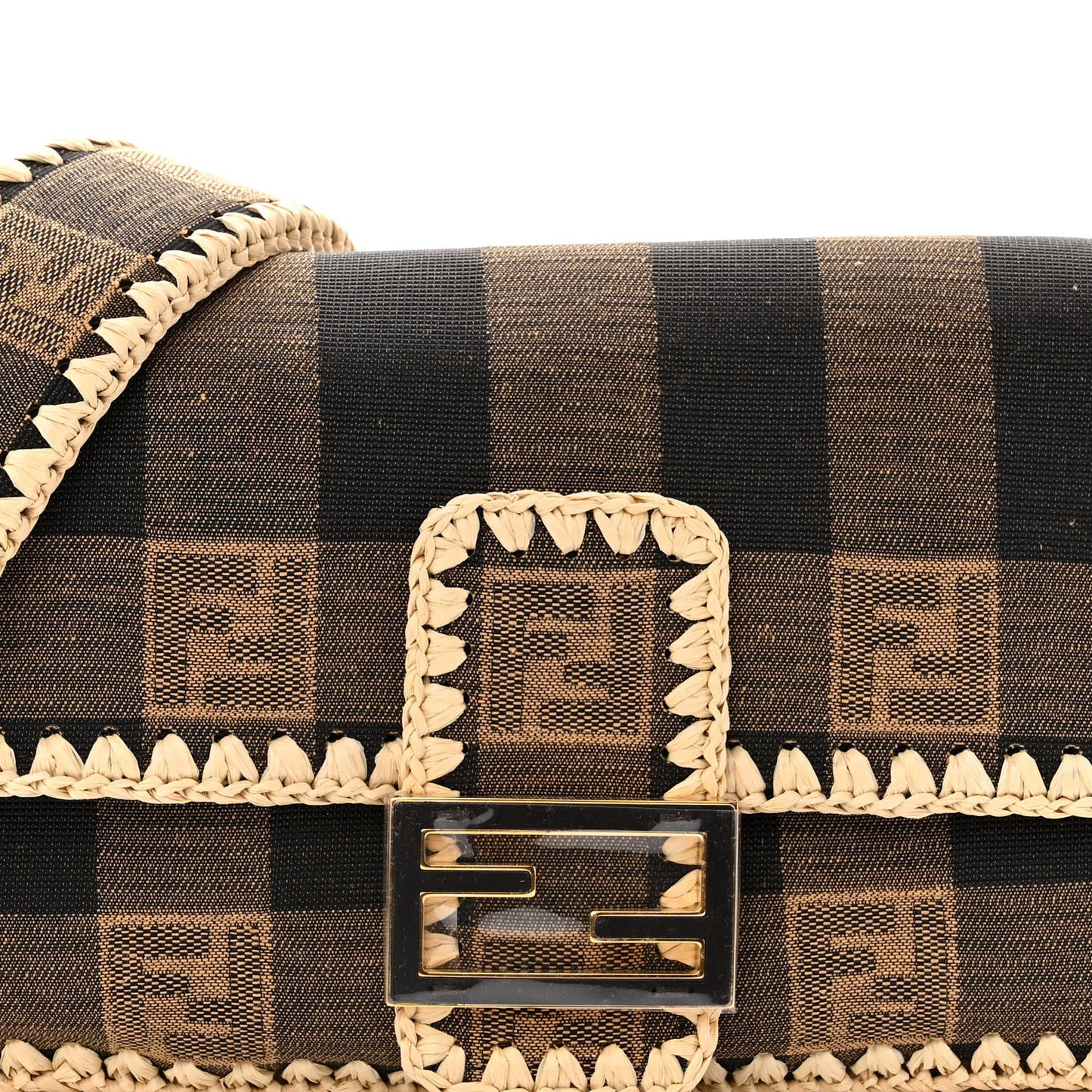 Fabric Jacquard Raffia Straw Pequin Gingham Woven Baguette Beige Black Natural