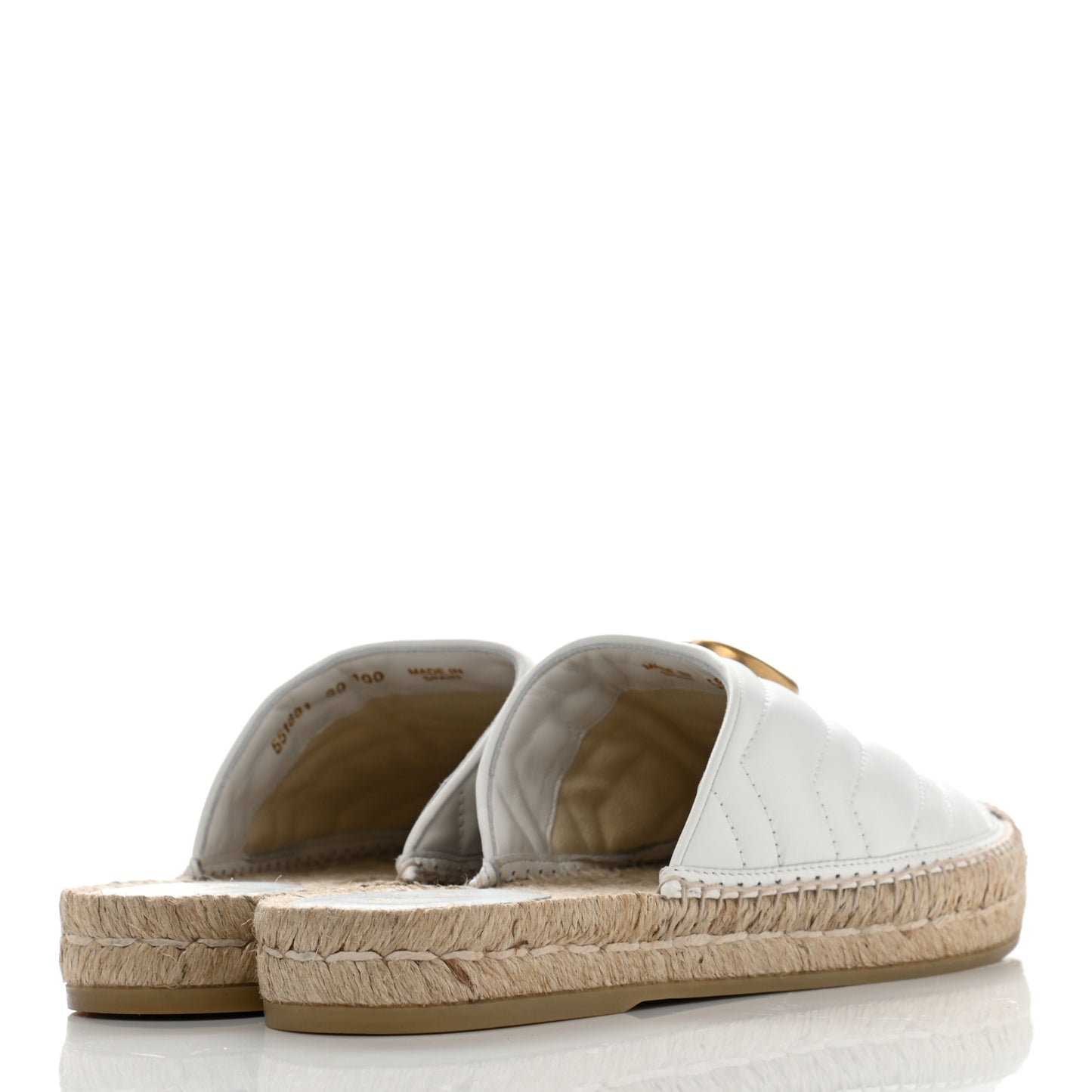 Nappa Matelasse GG Marmont Espadrille Slippers 39 Great White