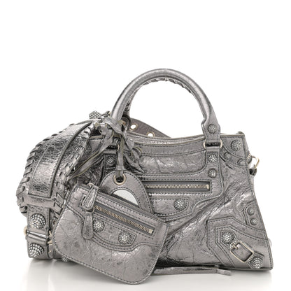 Balenciaga Agneau Arena Crystal Neo Cagole Handbag XS Silver 3 of 12