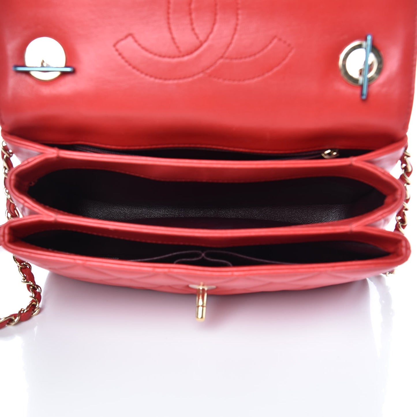 Lambskin Quilted Small Trendy CC Dual Handle Bag Red