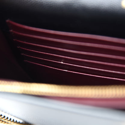 Saint Laurent Grain De Poudre Monogram Cassandra Chain Wallet Black Rouge Legion 8 of 11