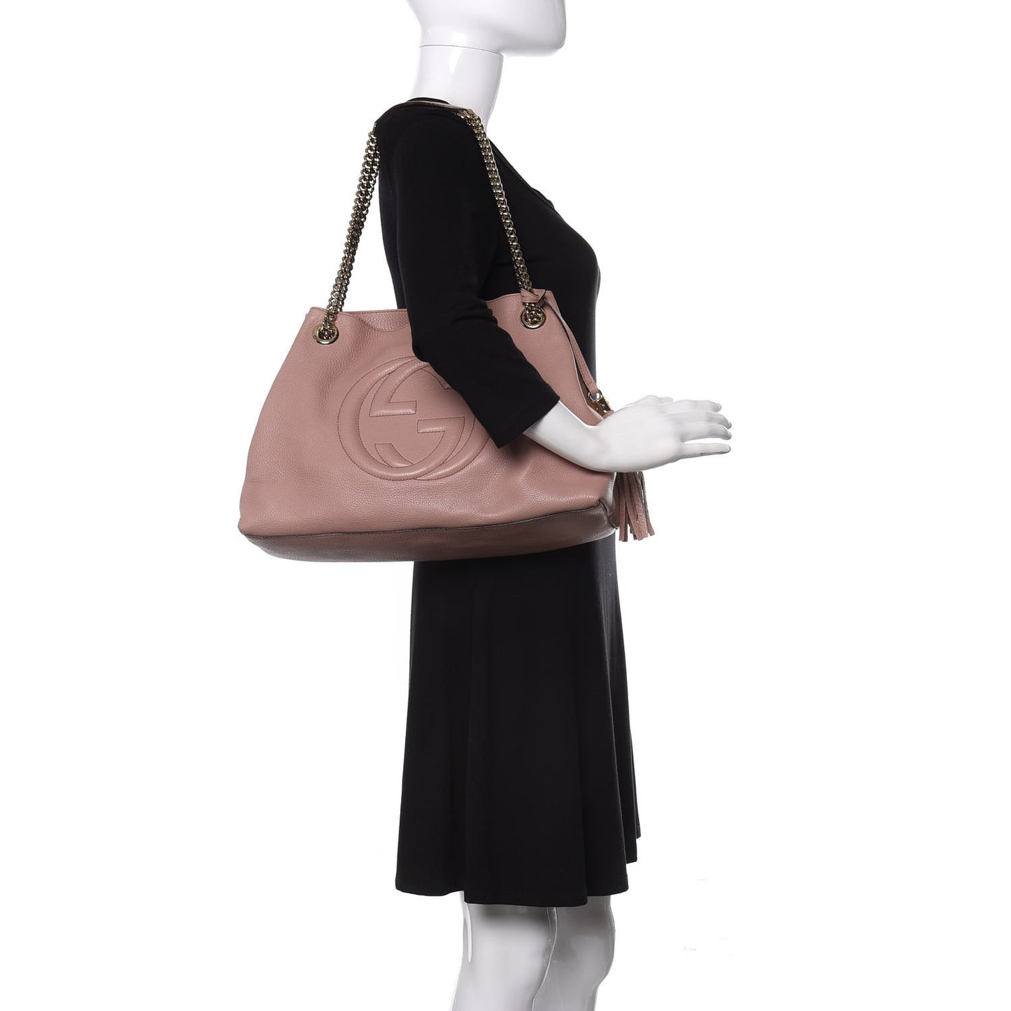Pebbled Calfskin Medium Soho Chain Shoulder Bag Dark Cipria