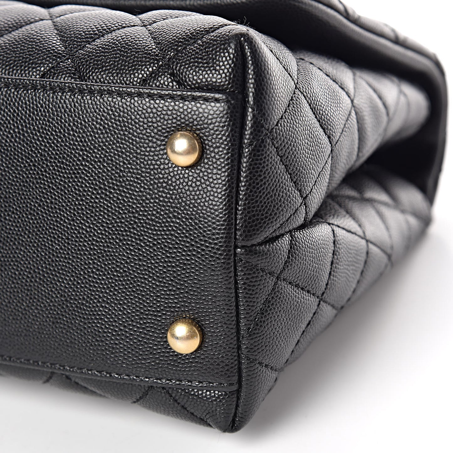 Caviar Lizard Embossed Quilted Small Coco Handle Flap Black