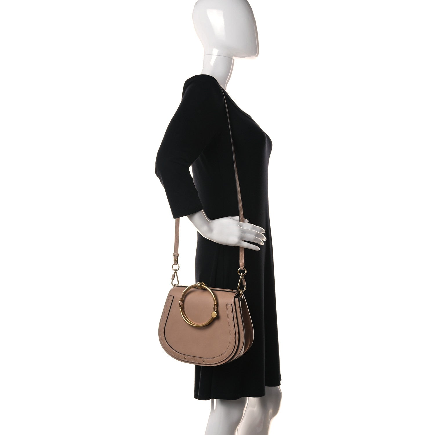 Chloe Calfskin Suede Medium Nile Bracelet Bag Biscotti 2 of 10