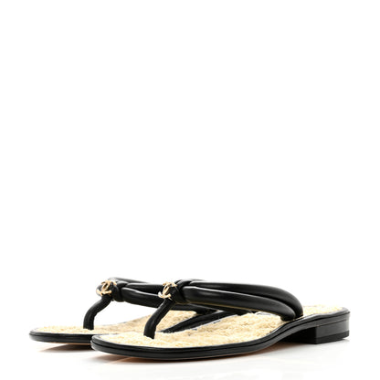 Chanel Lambskin CC Thong Sandals 36 Black 3 of 8