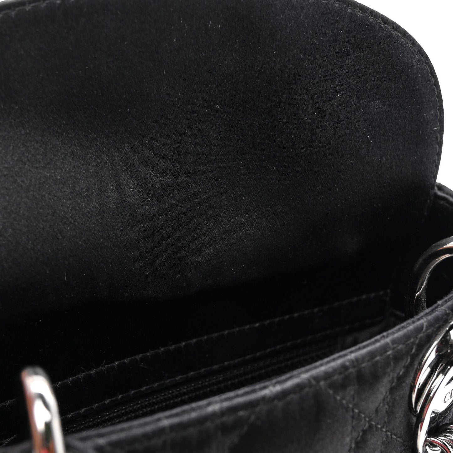 Satin Cannage Mini Lady Dior Black