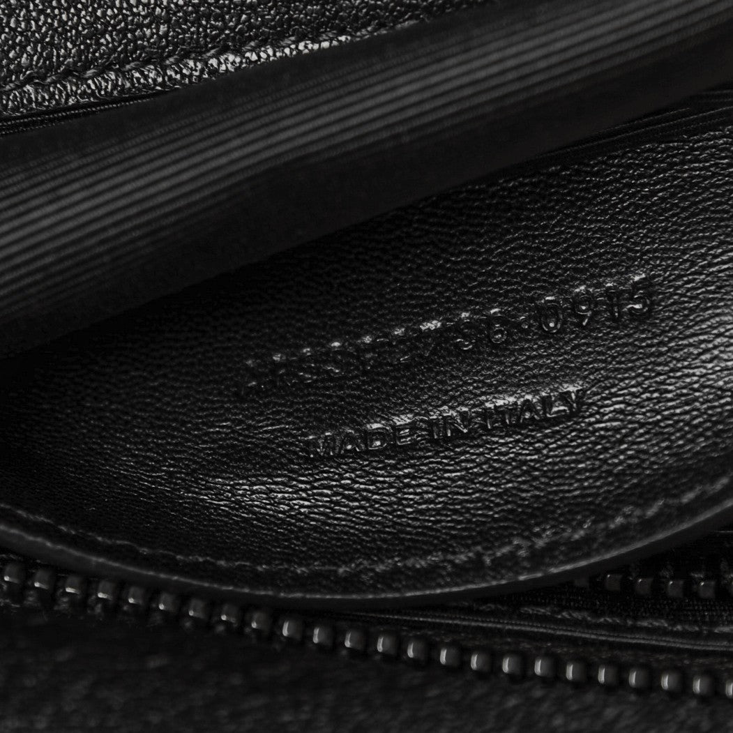 Saint Laurent Sheepskin Matelasse Chevron Monogram Monochrome Large College Satchel Black 7 of 7
