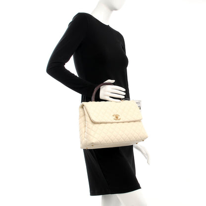 Chanel Caviar Lizard Quilted Medium Coco Handle Flap Ivory 3 of 10