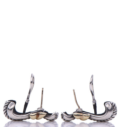 David Yurman Sterling Silver 14K Yellow Gold Classic Wheat Earrings 3 of 6