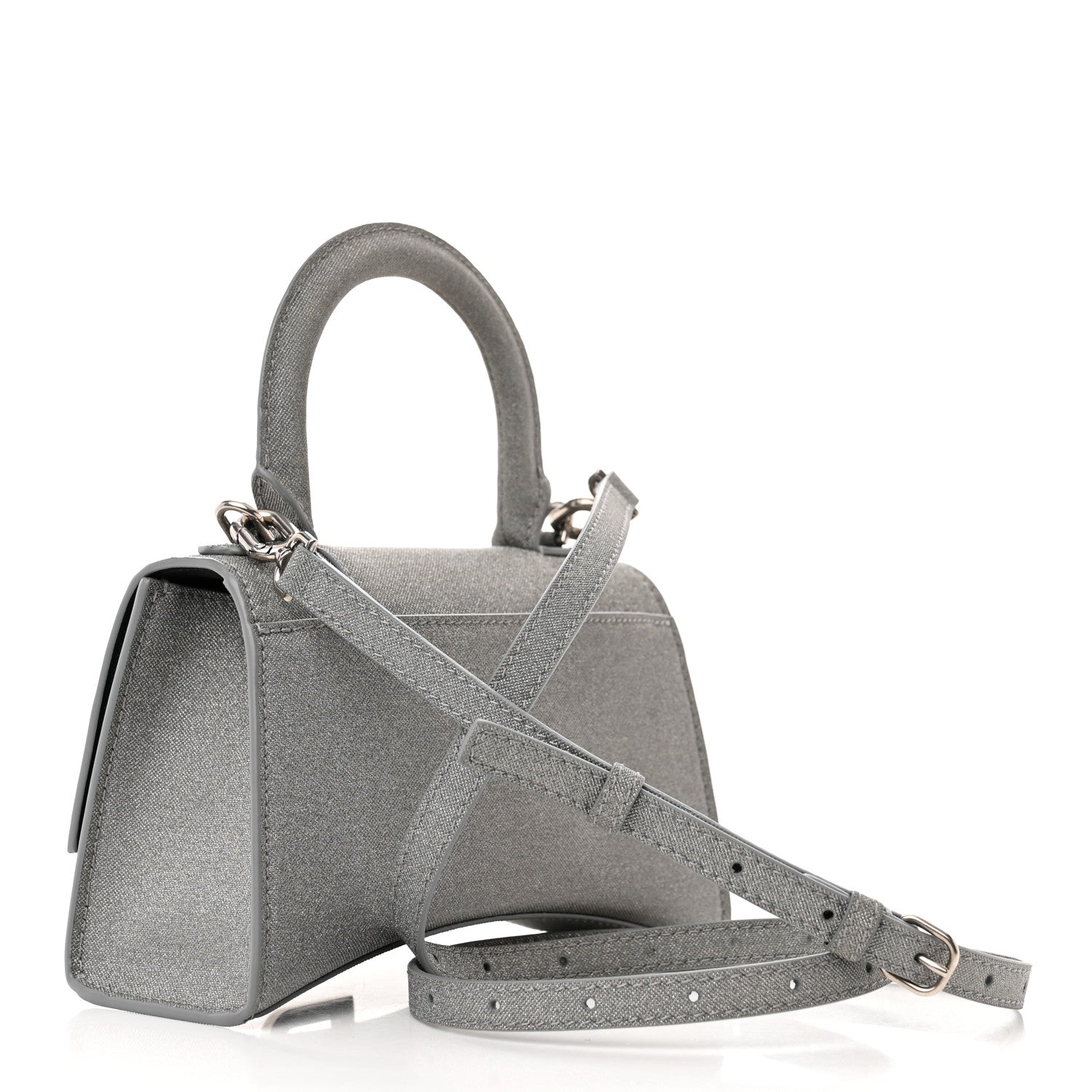Balenciaga Glitter Fabric Hourglass Top Handle Bag XS Grey 2 of 12