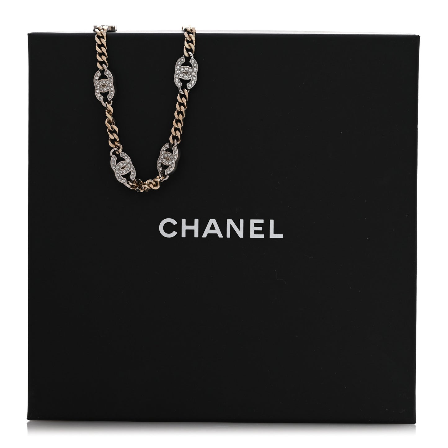 Crystal Chain CC Link Choker Gold Silver