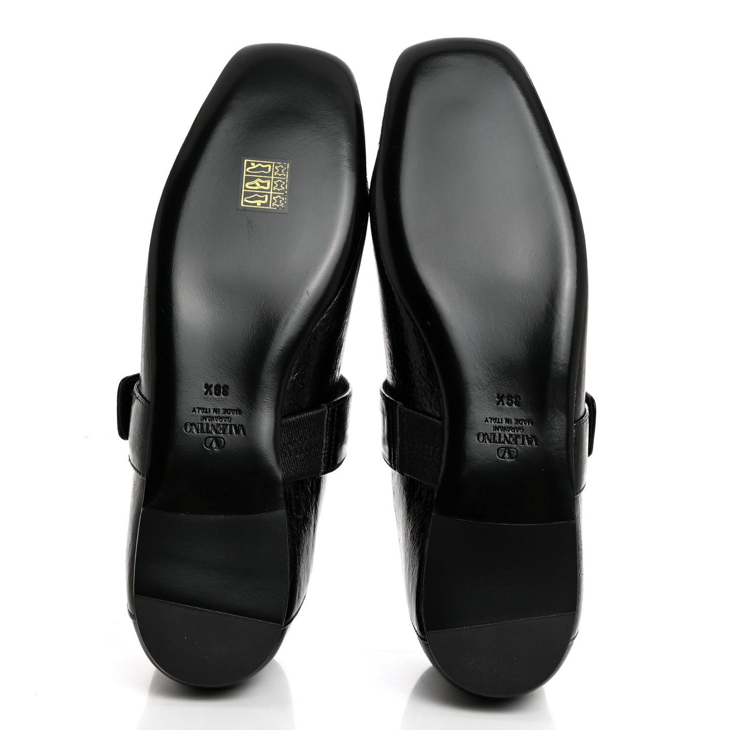 Textured Patent Nappa Locker Mary Jane Collapsible Heel Ballerina Flats 39.5 Black