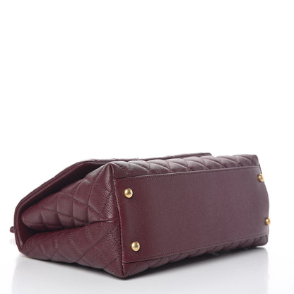 Chanel Caviar Elaphe Quilted Small Coco Handle Flap Burgundy 4 of 10