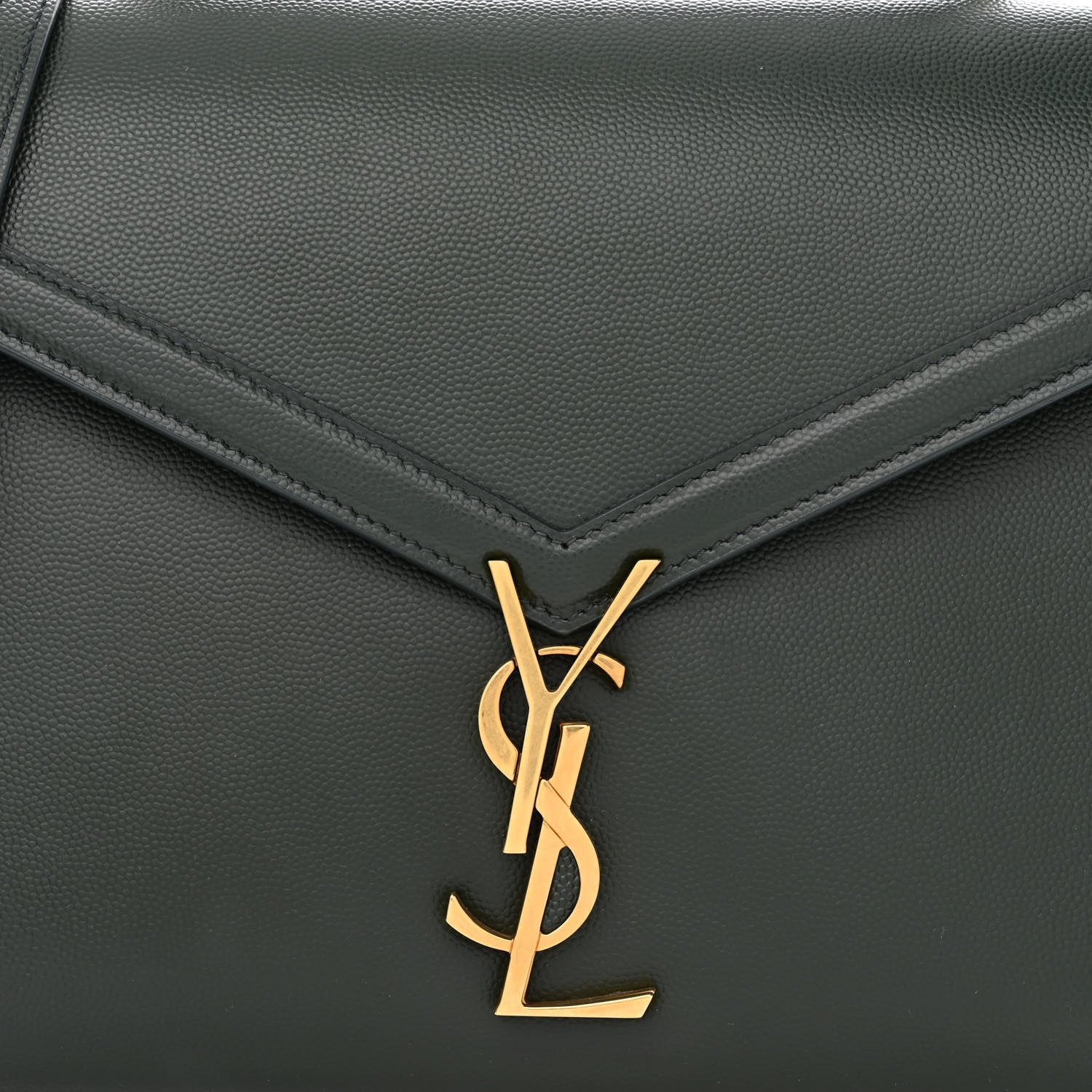 Saint Laurent Grain de Poudre Medium Classic Monogram Cassandra Top Handle Dark Green 9 of 12