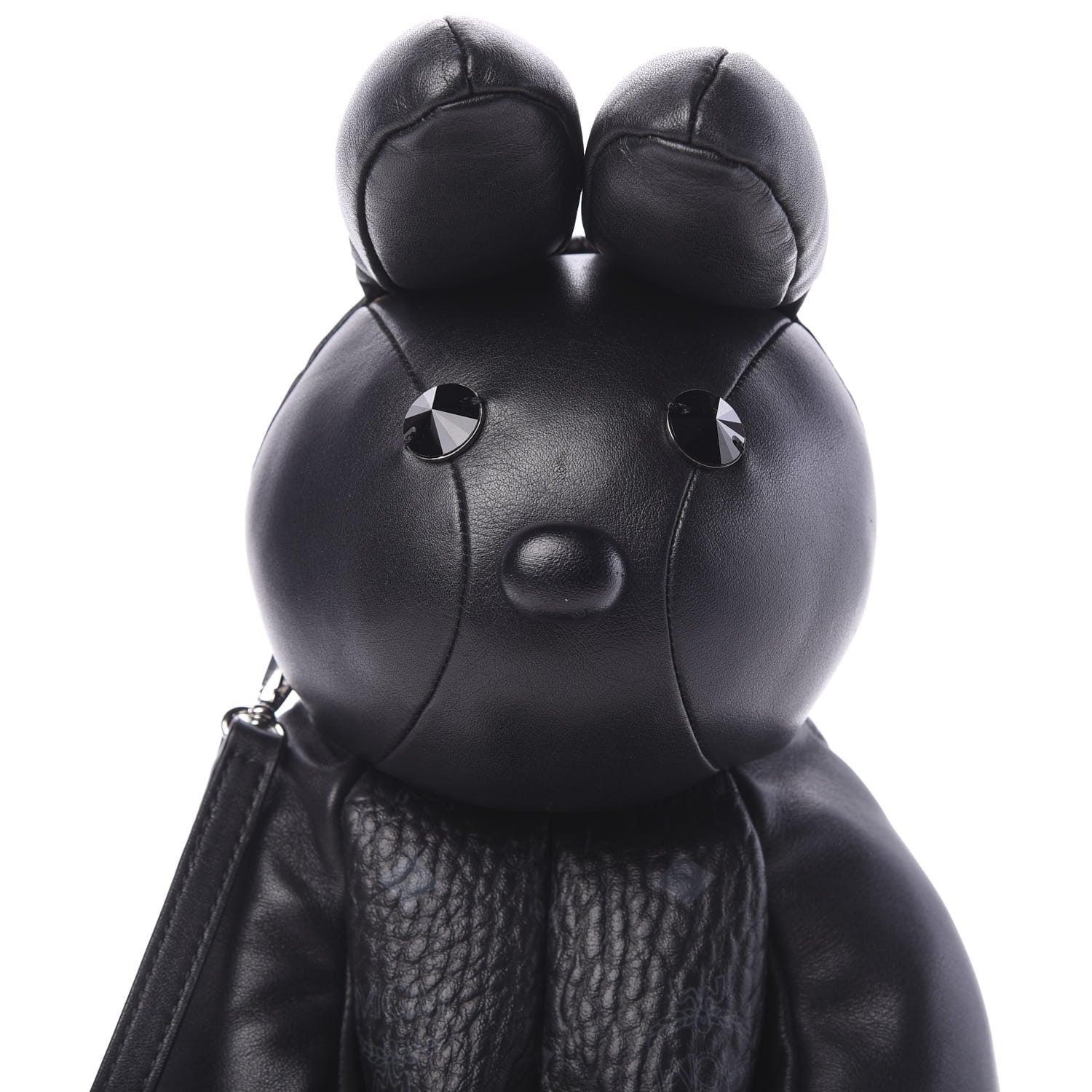 MCM Calfskin Visetos Rabbit Zoo Doll Crossbody Black 6 of 10