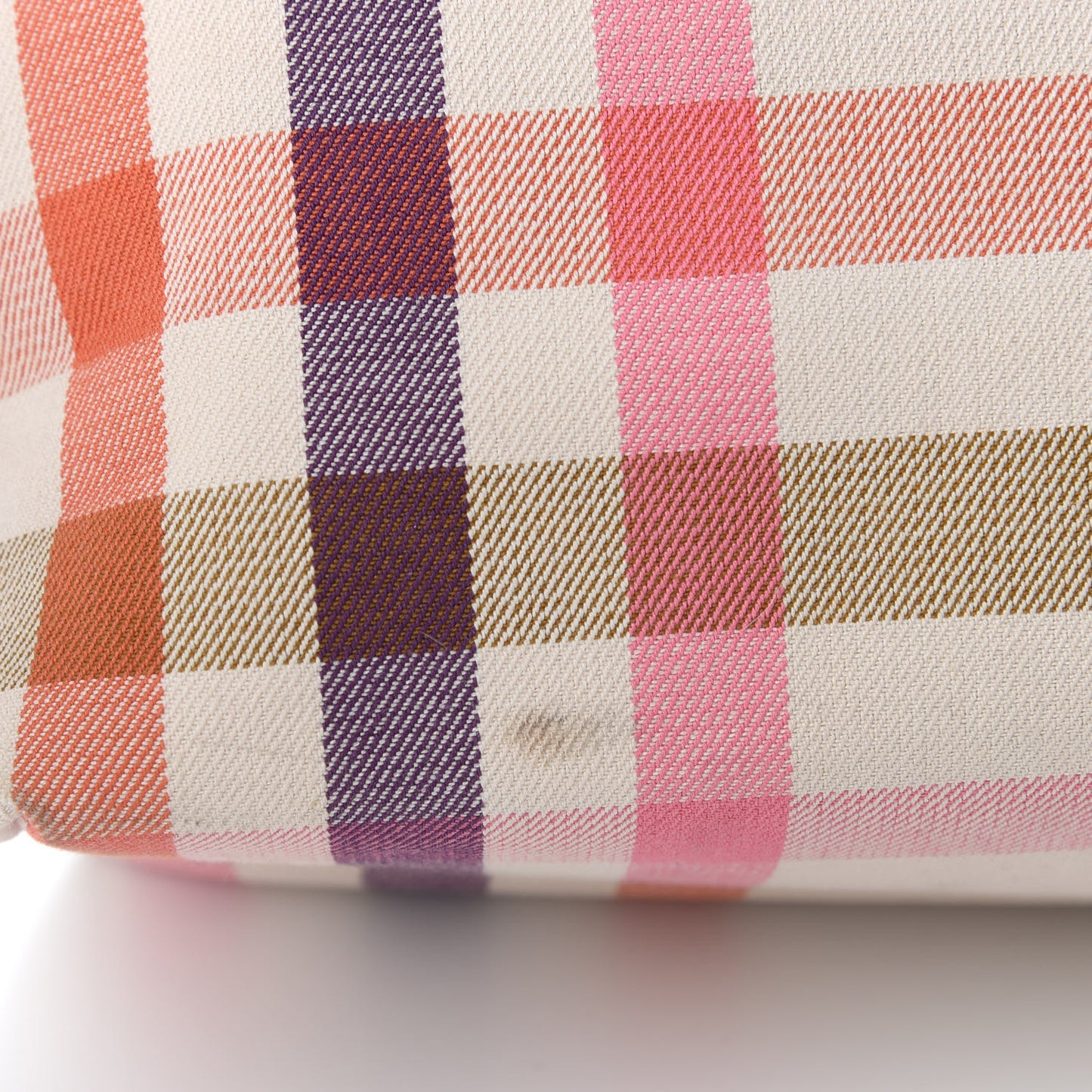 Check Tote White Brown Pink