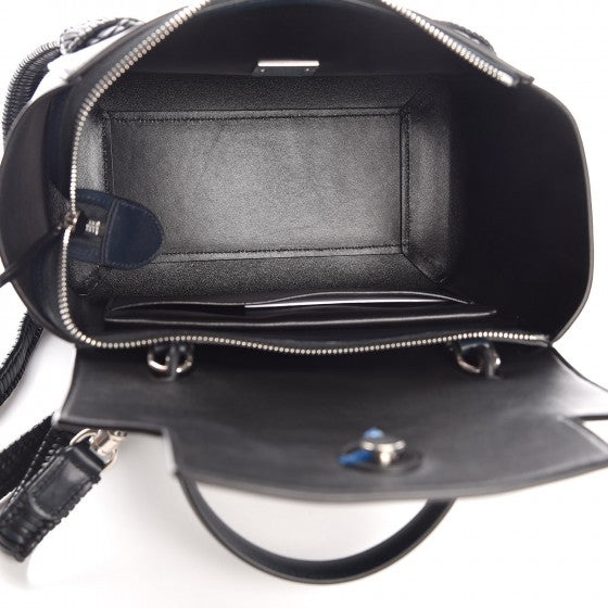 Smooth Calfskin Micro Bi-Color Braided Belt Bag Dark Sea