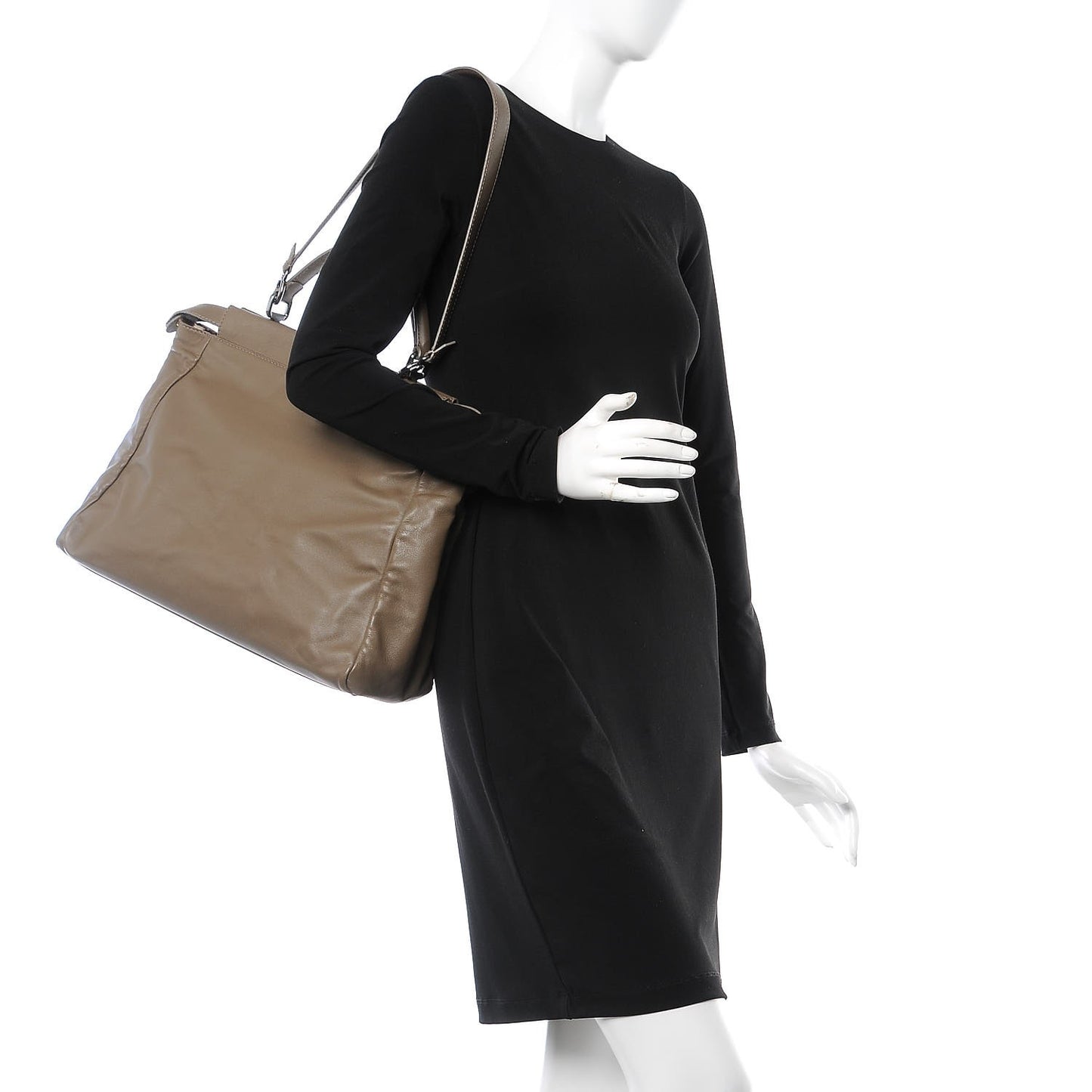 Goatskin Calf Hair Leopard Print Large Peekaboo Iconic Satchel Taupe