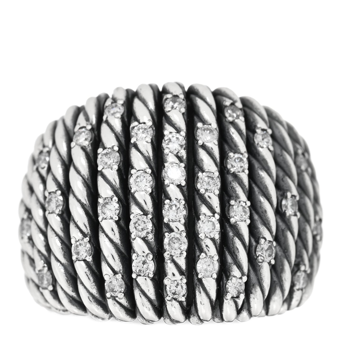 Darkened Sterling Silver Diamond Tempo Ring 54 7