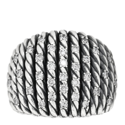 David Yurman Darkened Sterling Silver Diamond Tempo Ring 54 7 2 of 5