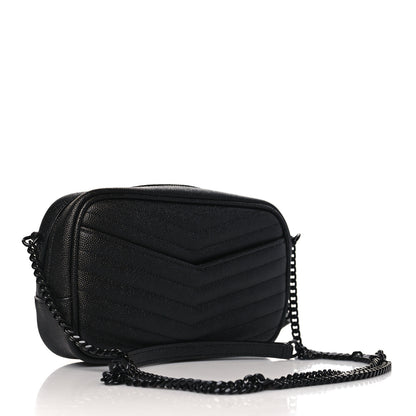 Saint Laurent Grain De Poudre Matelasse Monochrome Monogram Mini Lou Camera Bag Black 3 of 10