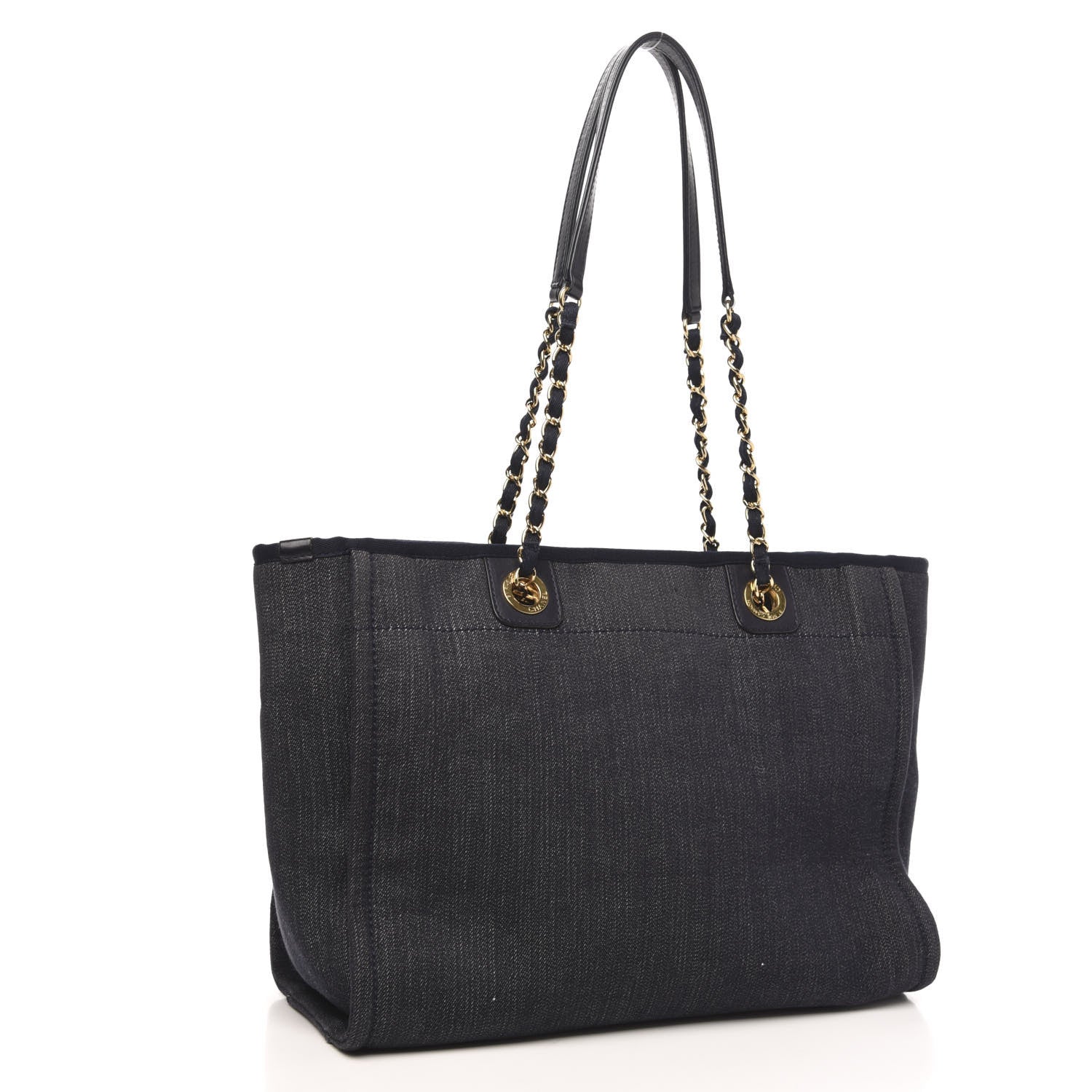 Chanel Denim Small Deauville Tote Dark Blue 3 of 11