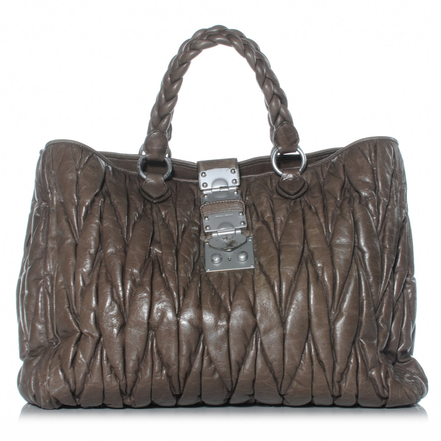 Leather Matelasse Tote Fumo